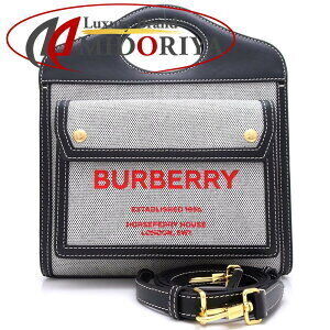 Burberry Two Tone Canvas Leather Pocket Bag Crossbody Shoulder Black Red